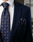 ‘THE JUKEBOX MAN’ Horse Racing Silk Tie (Navy) By Laura Jeanne - LAURA JEANNE