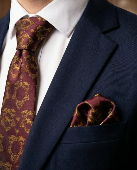 ‘CHELTENHAM’ Horse Racing Silk Tie (Aubergine) By Laura Jeanne - LAURA JEANNE