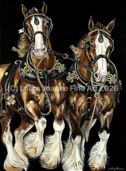 Limited Edition, ‘THE CLYDESDALES’ By Laura Jeanne A2 Size Giclée Prints (42.0 x 59.4cm). - LAURA JEANNE