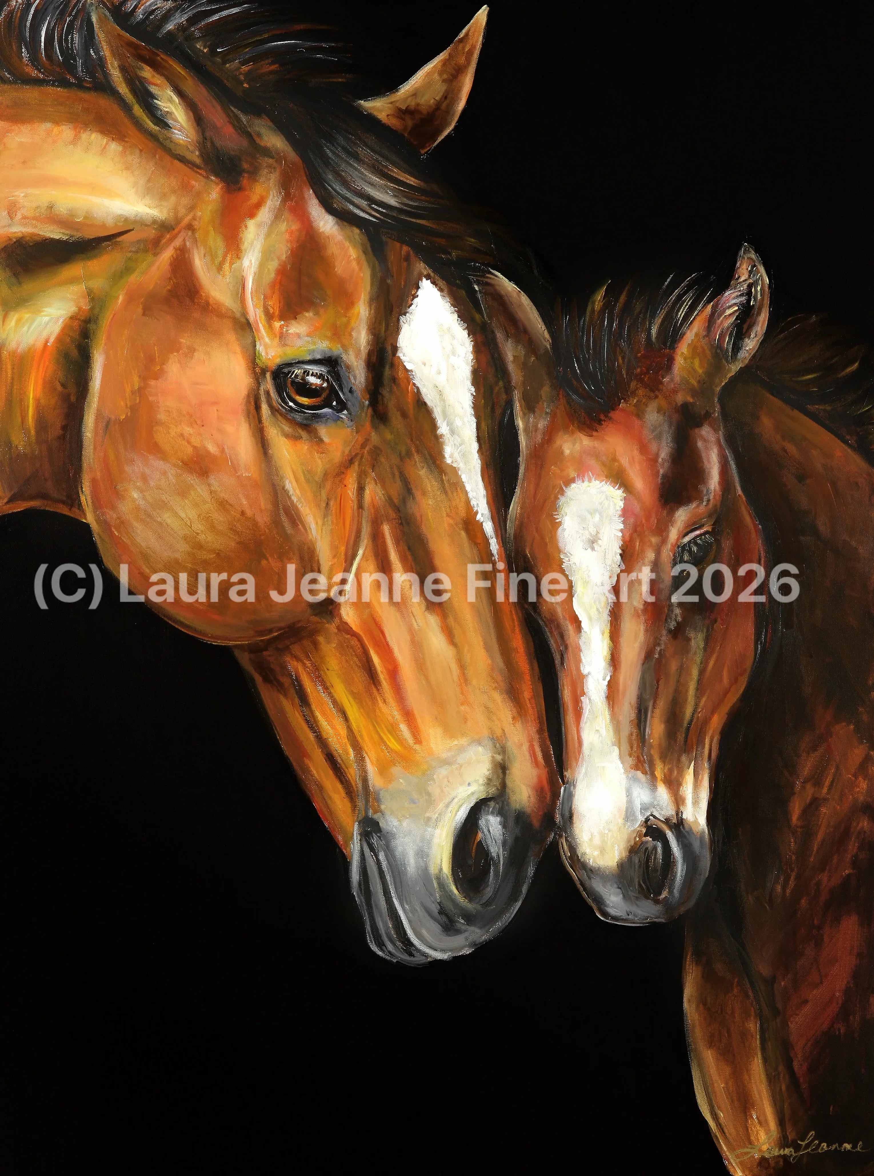 Limited Edition, ‘MARE & FOAL’ By Laura Jeanne A2 Size Giclée Prints (42.0 x 59.4cm). - LAURA JEANNE