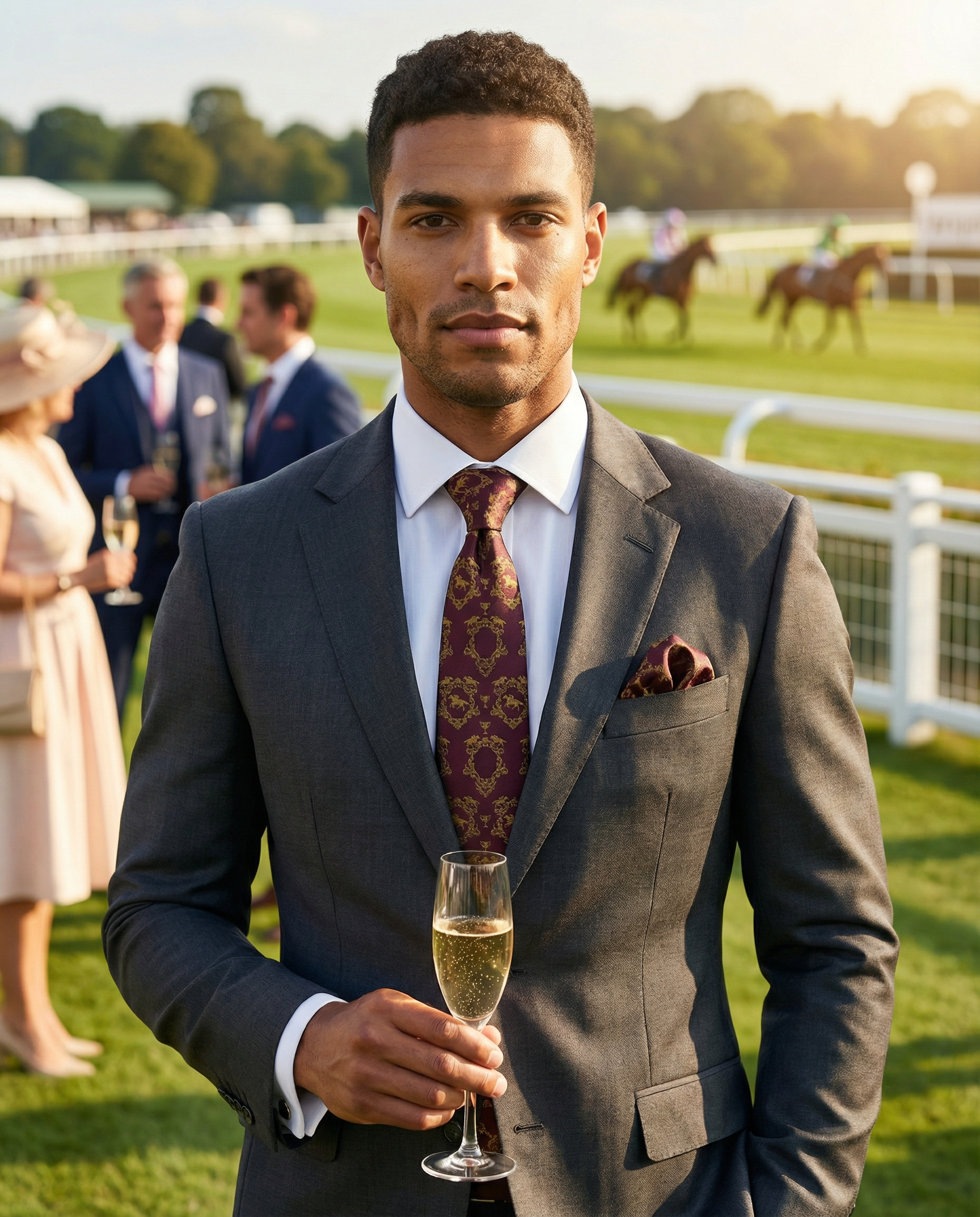 ‘CHELTENHAM’ Horse Racing Silk Tie (Aubergine) By Laura Jeanne