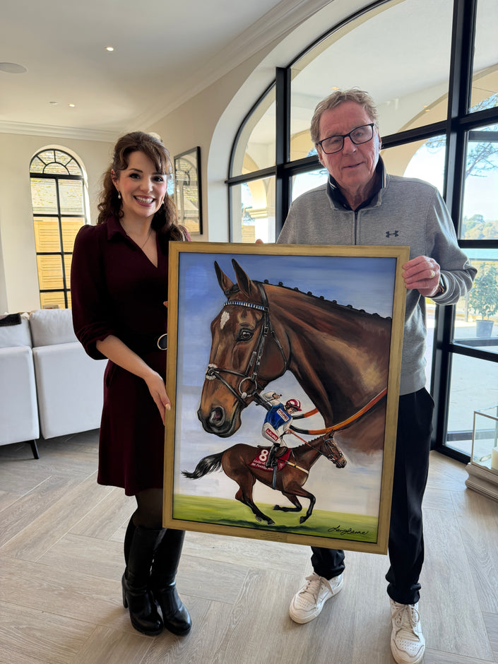 Limited Edition, ‘THE JUKEBOX MAN- KING GEORGE VI CHASE WINNER 2025’ (Original Painted for Harry Redknapp) By Laura Jeanne A2 Size Giclée Prints (42.0 x 59.4cm).