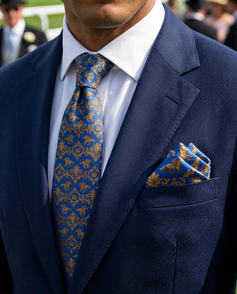 'EPSOM’ Horse Racing Silk Tie (Royal Blue) By Laura Jeanne.
