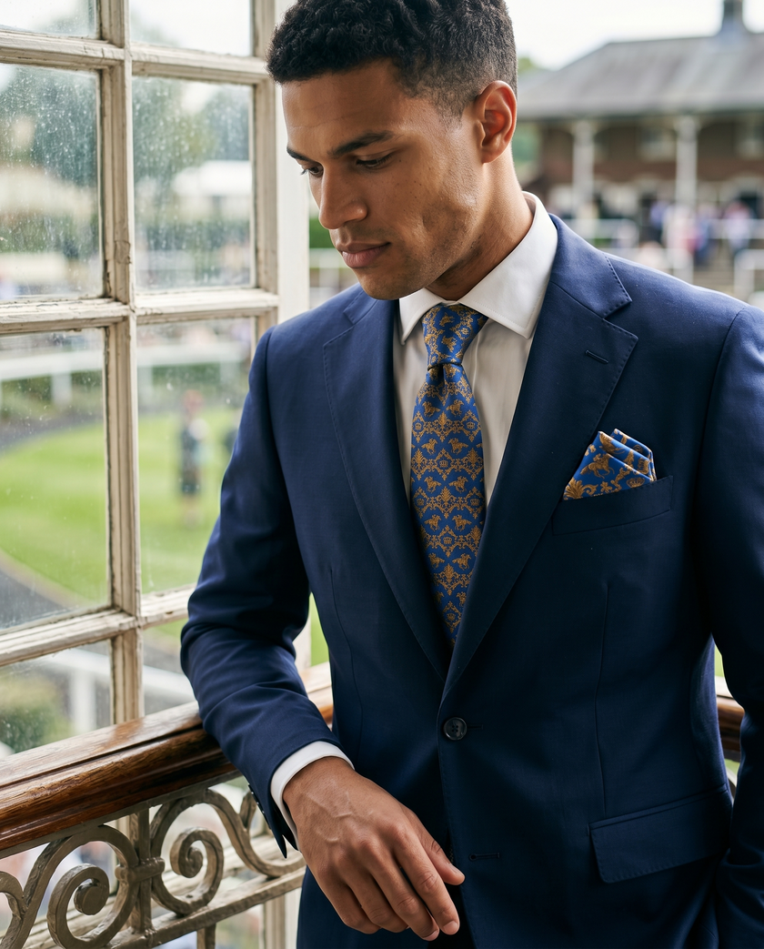 'EPSOM’ Horse Racing Silk Tie (Royal Blue) By Laura Jeanne.