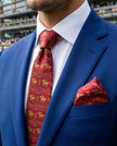 ‘AINTREE’ Horse Racing Silk Tie (Red) By Laura Jeanne.