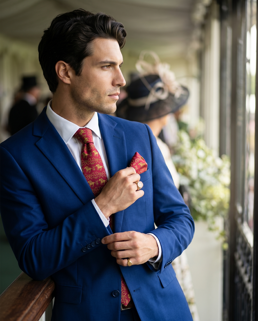 ‘AINTREE’ Horse Racing Silk Tie (Red) By Laura Jeanne.