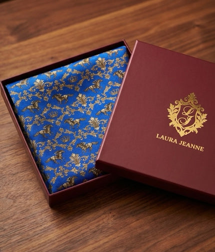 *** SOLD OUT! PRE-ORDER*** ‘EPSOM’ Silk Pocket Square (Royal Blue) By Laura Jeanne. (ETA: Week of 22nd June)