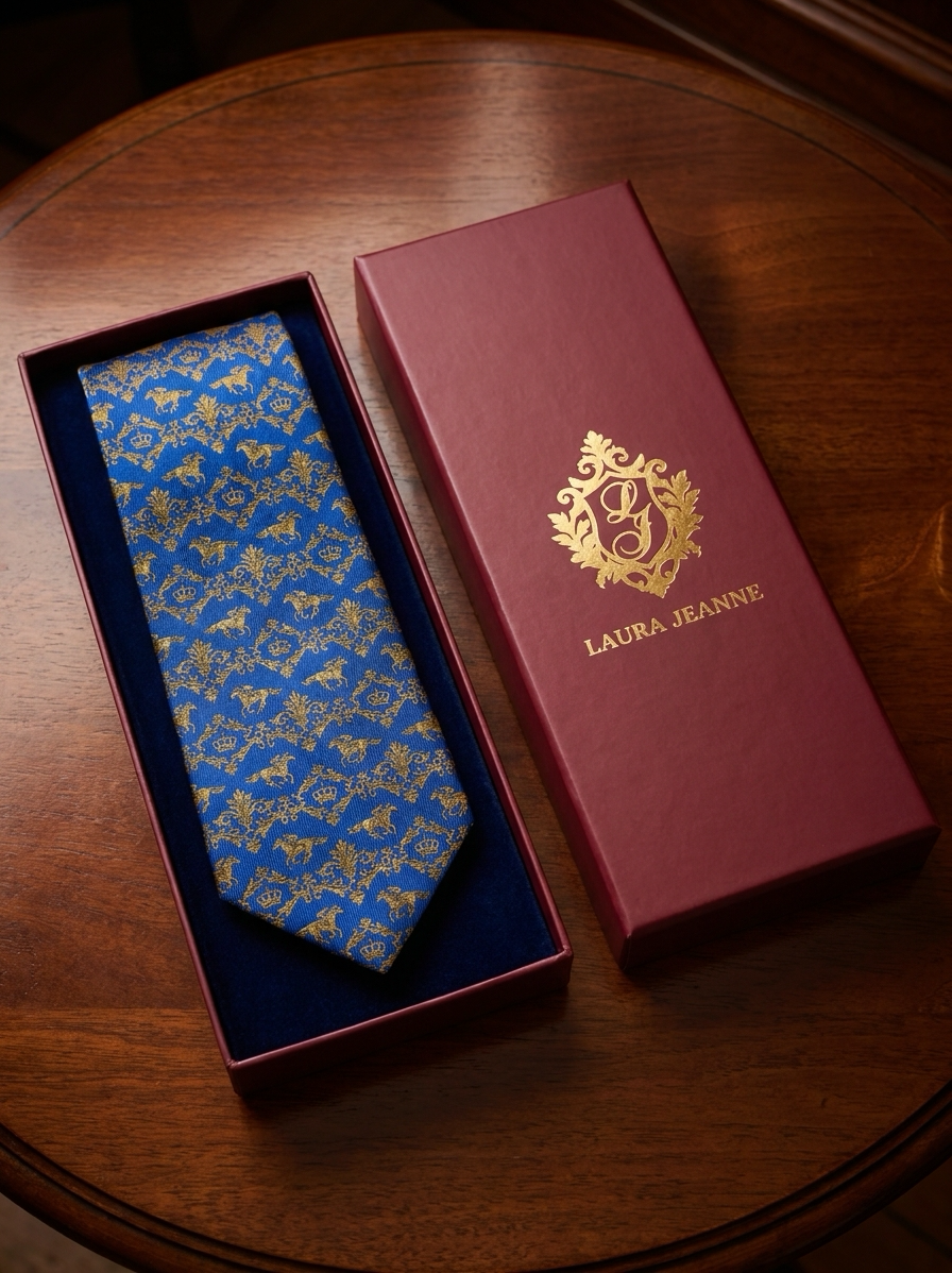 'EPSOM’ Horse Racing Silk Tie (Royal Blue) By Laura Jeanne.