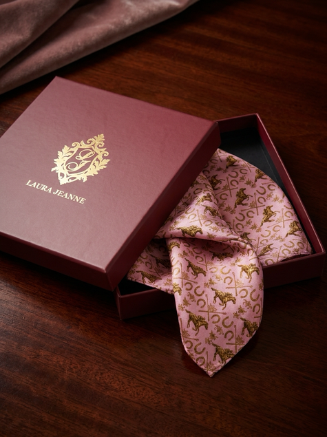 ‘SANDOWN’ Silk Pocket Square (Light Pink) By Laura Jeanne.