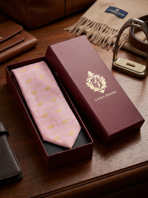 ‘SANDOWN’ Horse Racing Silk Tie (Light Pink) By Laura Jeanne.
