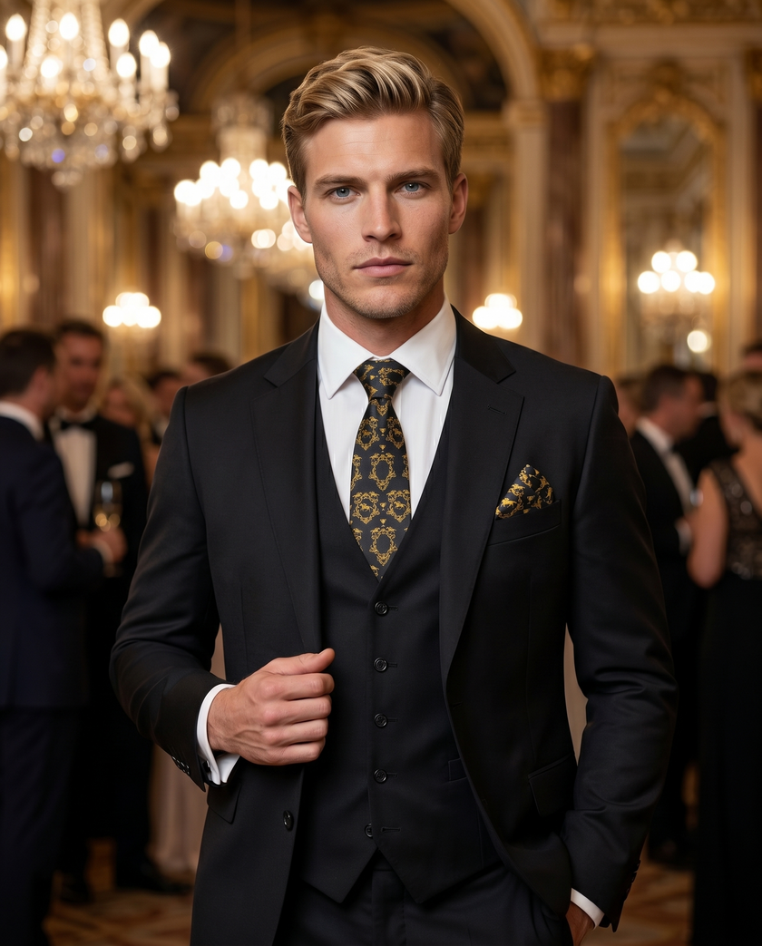 ‘KEMPTON’ Horse Racing Silk Tie (Black) By Laura Jeanne.