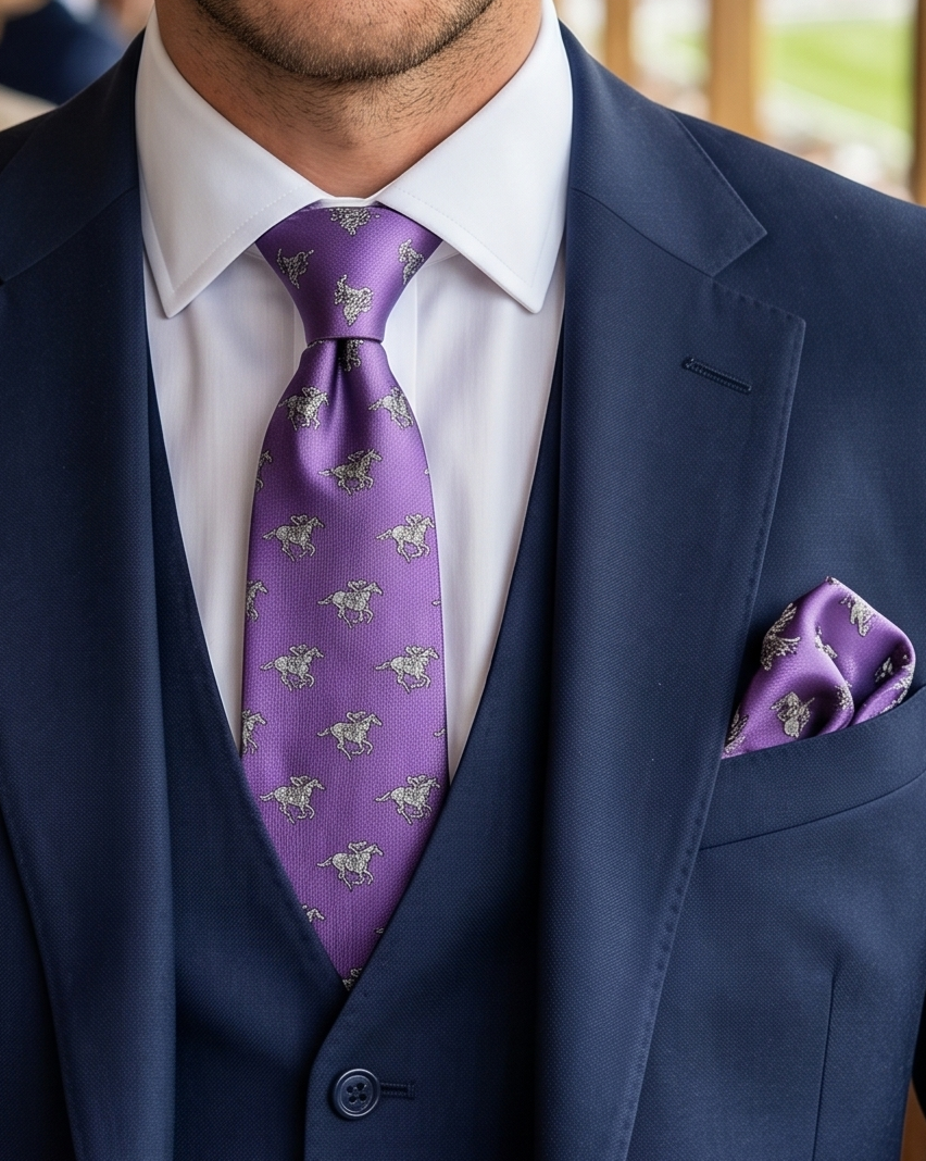 ‘WINDSOR’ Silk Pocket Square (Purple) By Laura Jeanne.