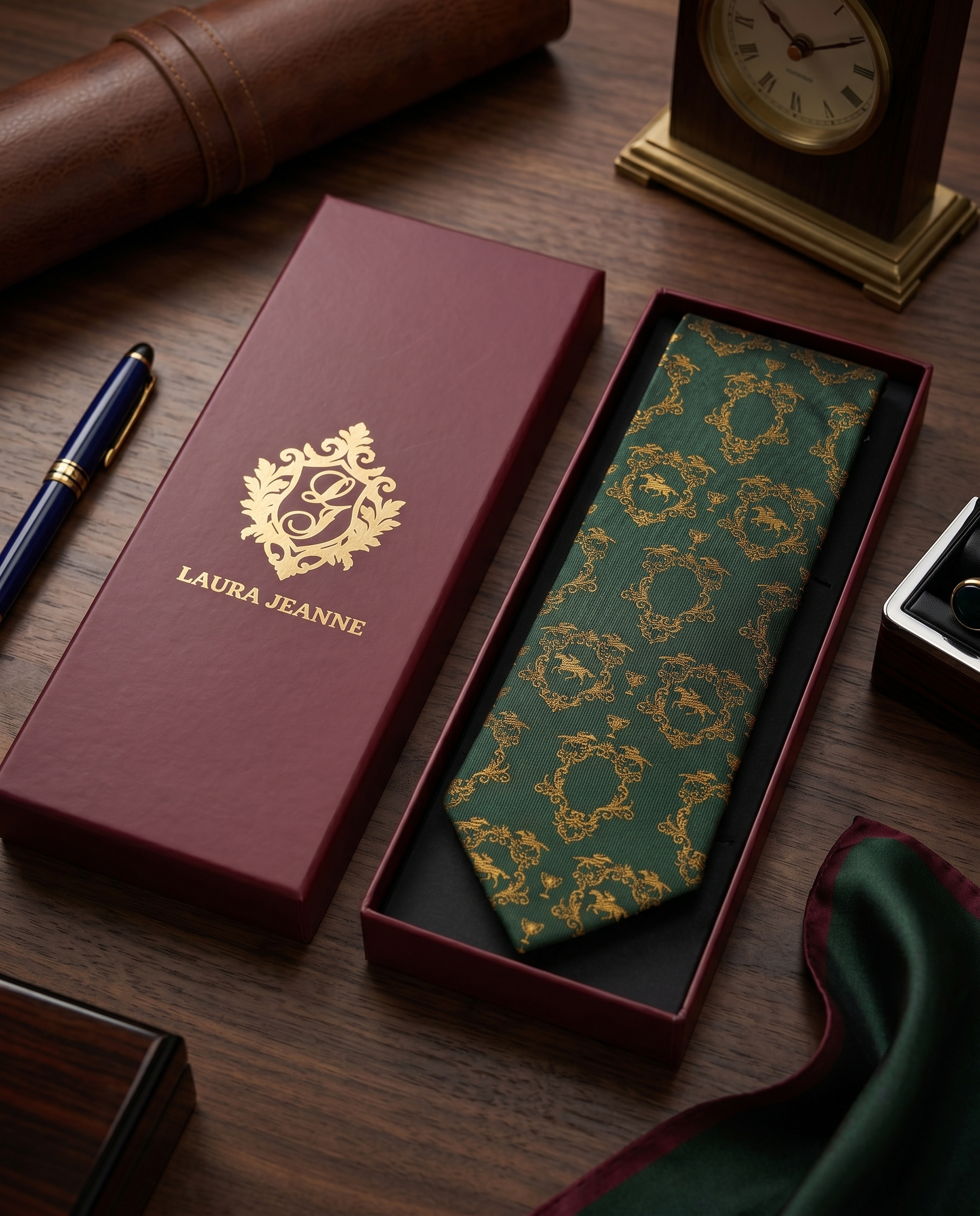 ‘GOODWOOD’ Horse Racing Silk Tie (Green) By Laura Jeanne.