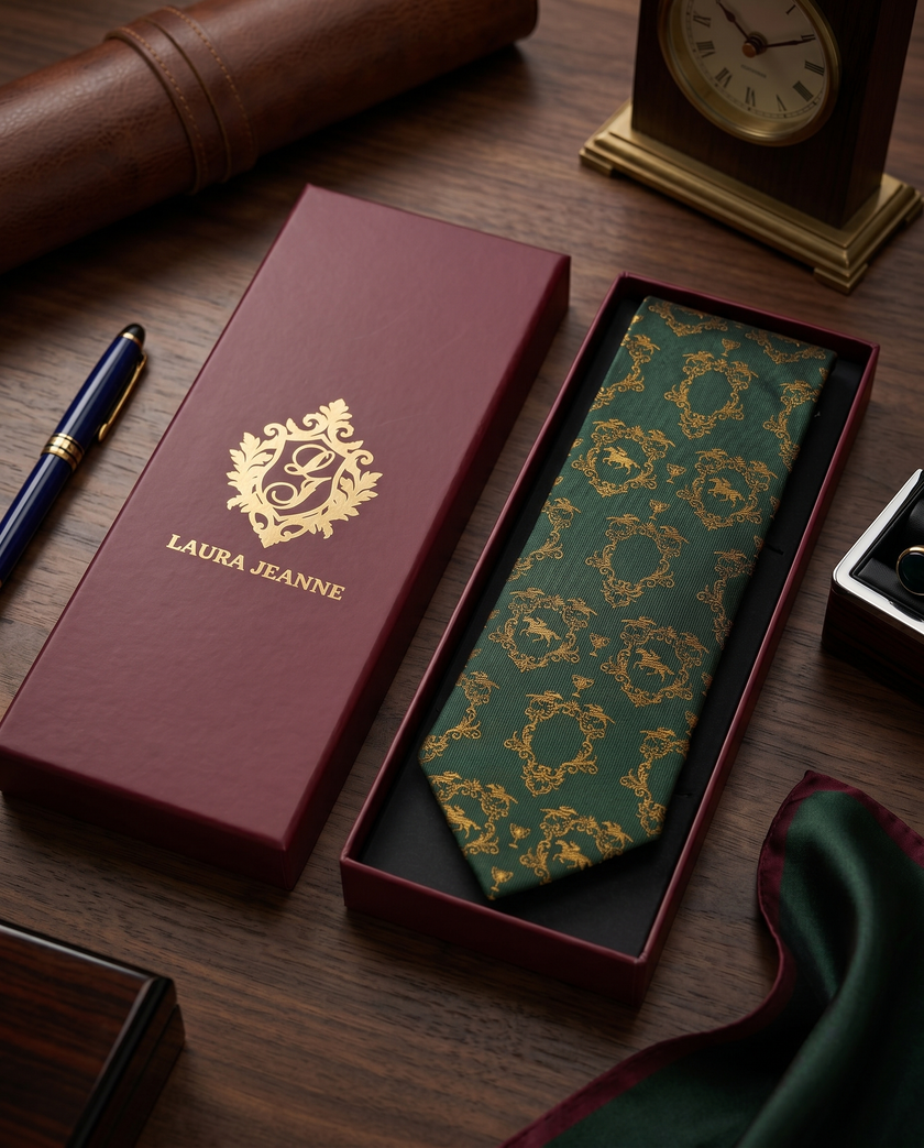 ‘GOODWOOD’ Horse Racing Silk Tie (Green) By Laura Jeanne.