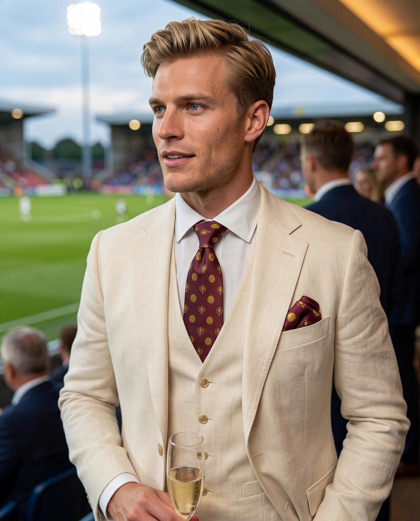 ‘CHAMPION’ Football Silk Tie (Merlot) By Laura Jeanne.