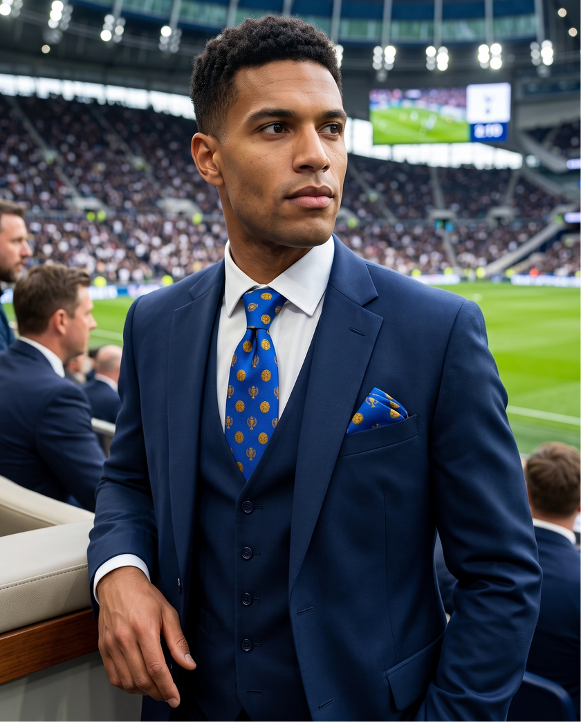 ‘CHAMPION’ Football Silk Tie (Royal Blue) By Laura Jeanne.