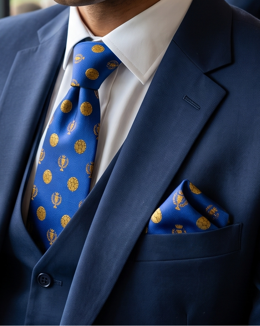 ‘CHAMPION’ Football Silk Tie (Royal Blue) By Laura Jeanne.