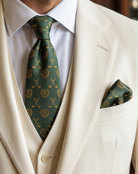 ‘FAIRWAY’ Golf Silk Tie (Green) By Laura Jeanne.