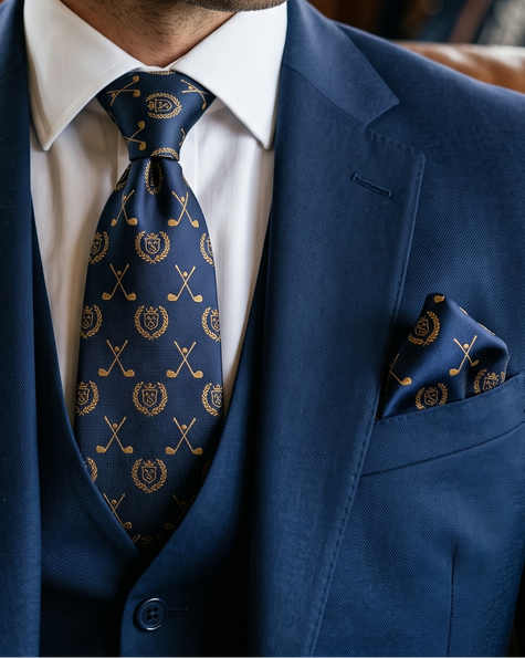 ‘FAIRWAY’ Golf Silk Pocket Square (Navy) By Laura Jeanne.