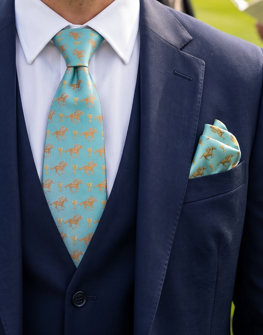 ‘BRIGHTON’ Silk Pocket Square (Turquoise) By Laura Jeanne.