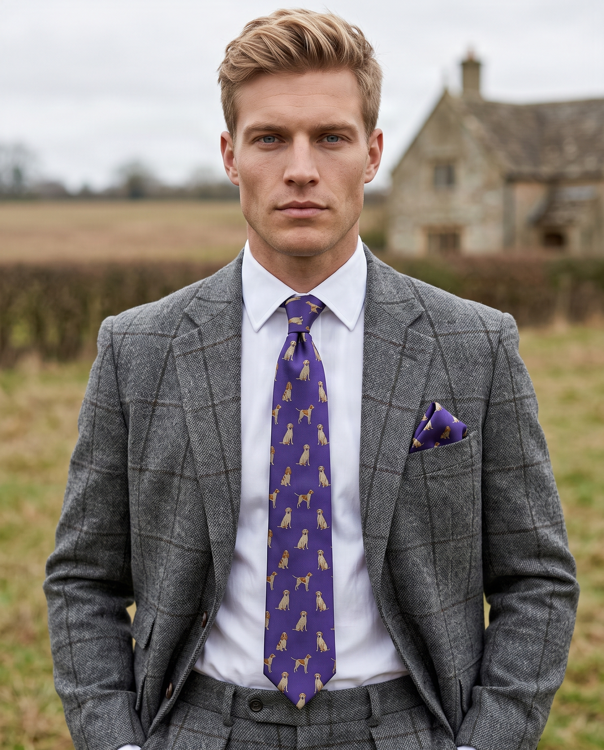 HOUND' Country Collection Silk Tie (Indigo) By Laura Jeanne