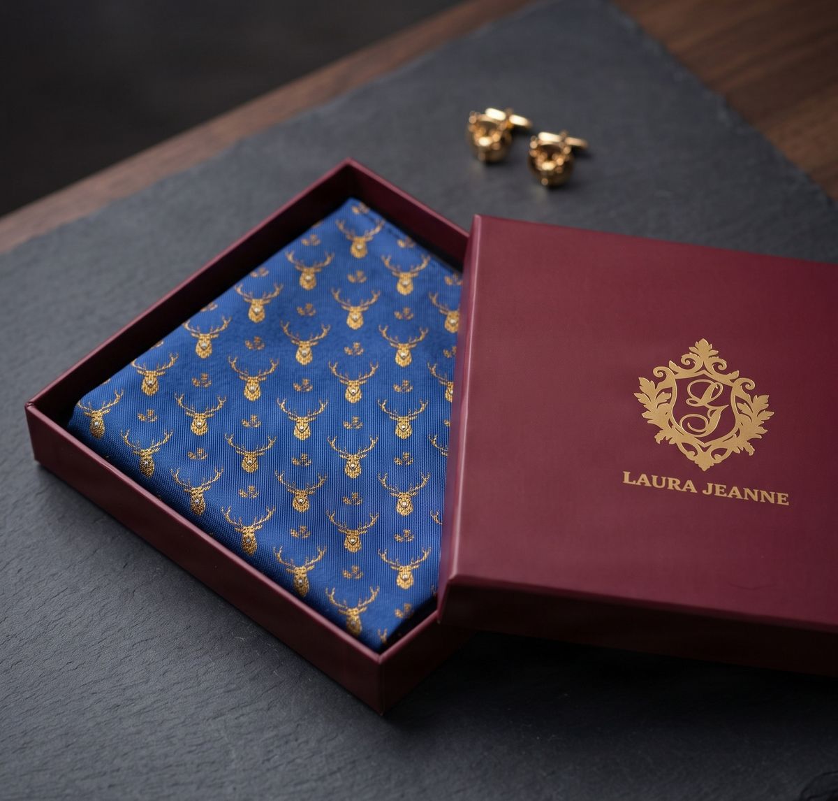 'MONARCH' Country Collection Silk Pocket Square (Royal Blue) By Laura Jeanne