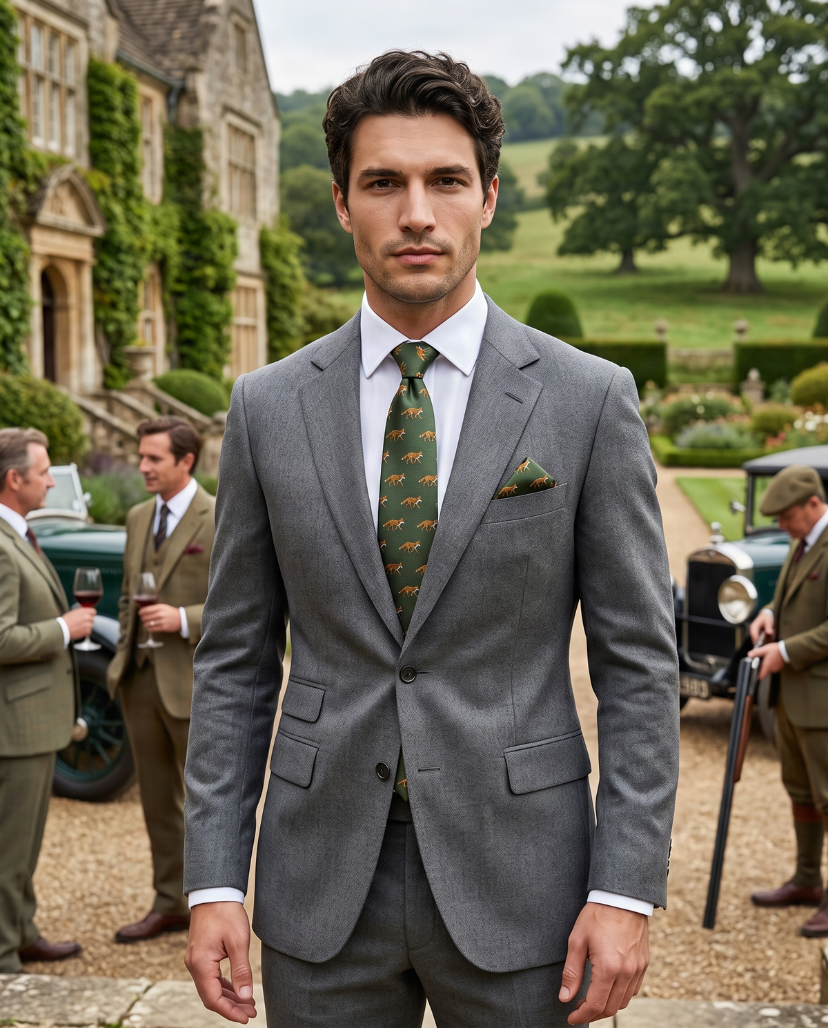 'MR. FOX' Country Collection Silk Tie (Green) By Laura Jeanne