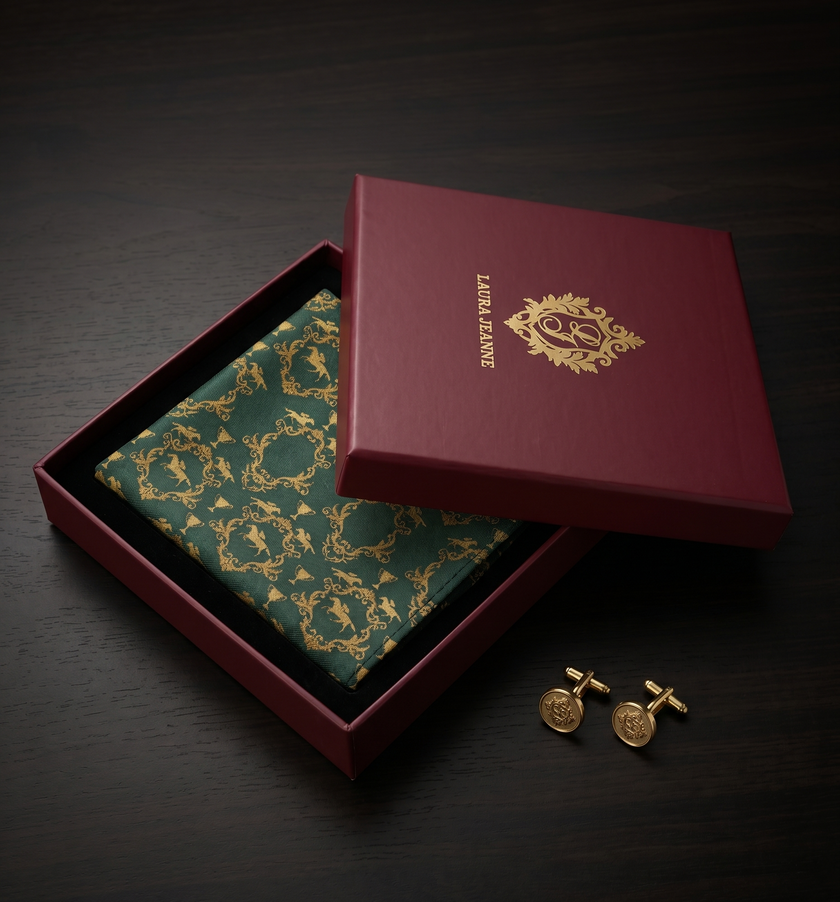 ‘GOODWOOD’ Silk Pocket Square (Green) By Laura Jeanne.