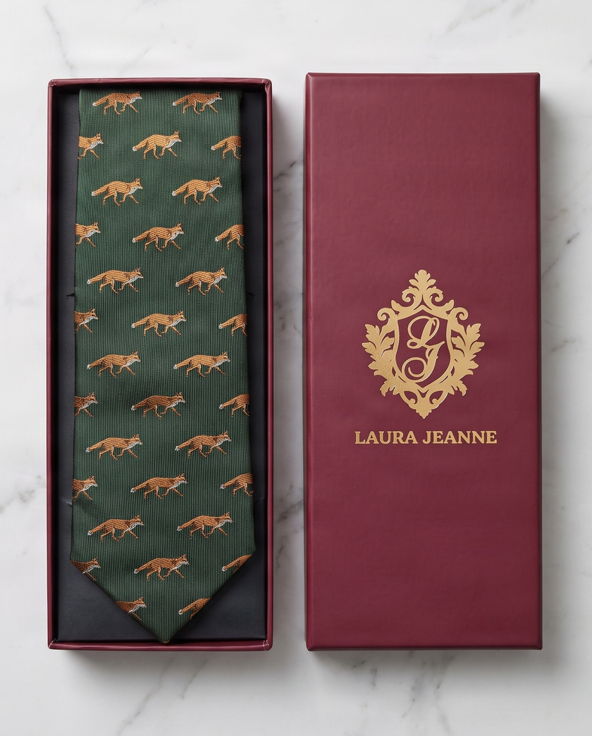 'MR. FOX' Country Collection Silk Tie (Green) By Laura Jeanne