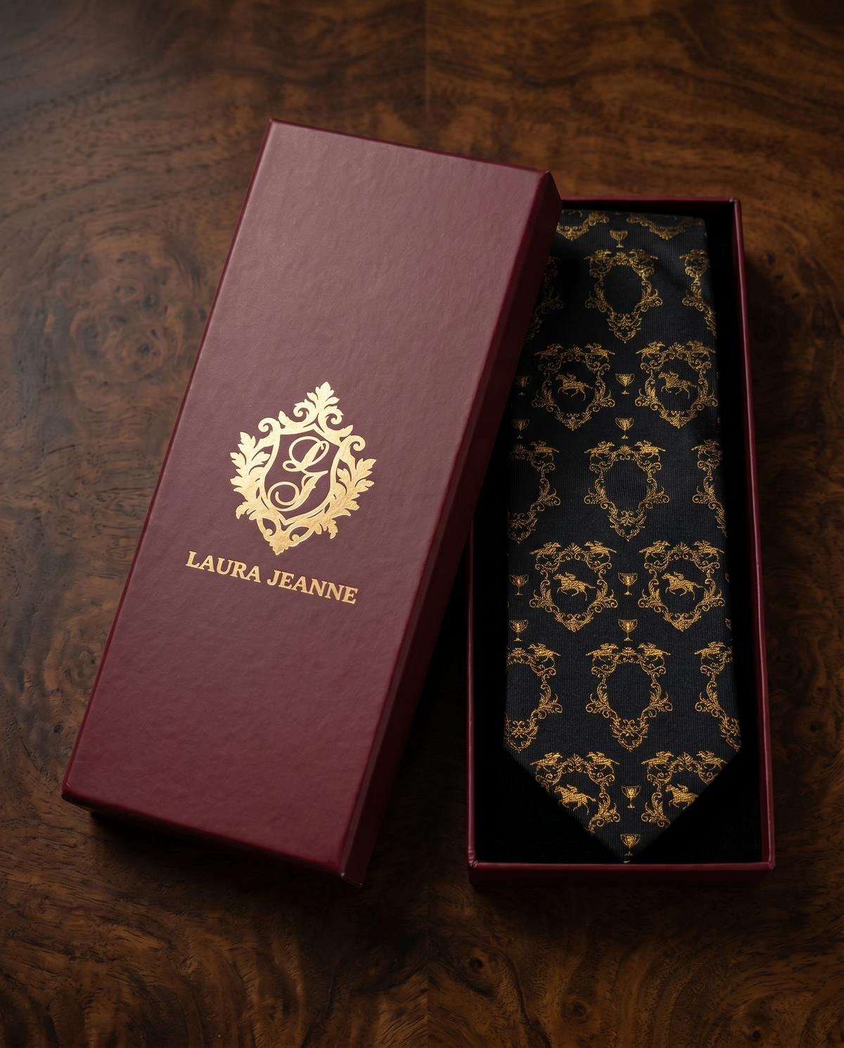 ‘KEMPTON’ Horse Racing Silk Tie (Black) By Laura Jeanne.