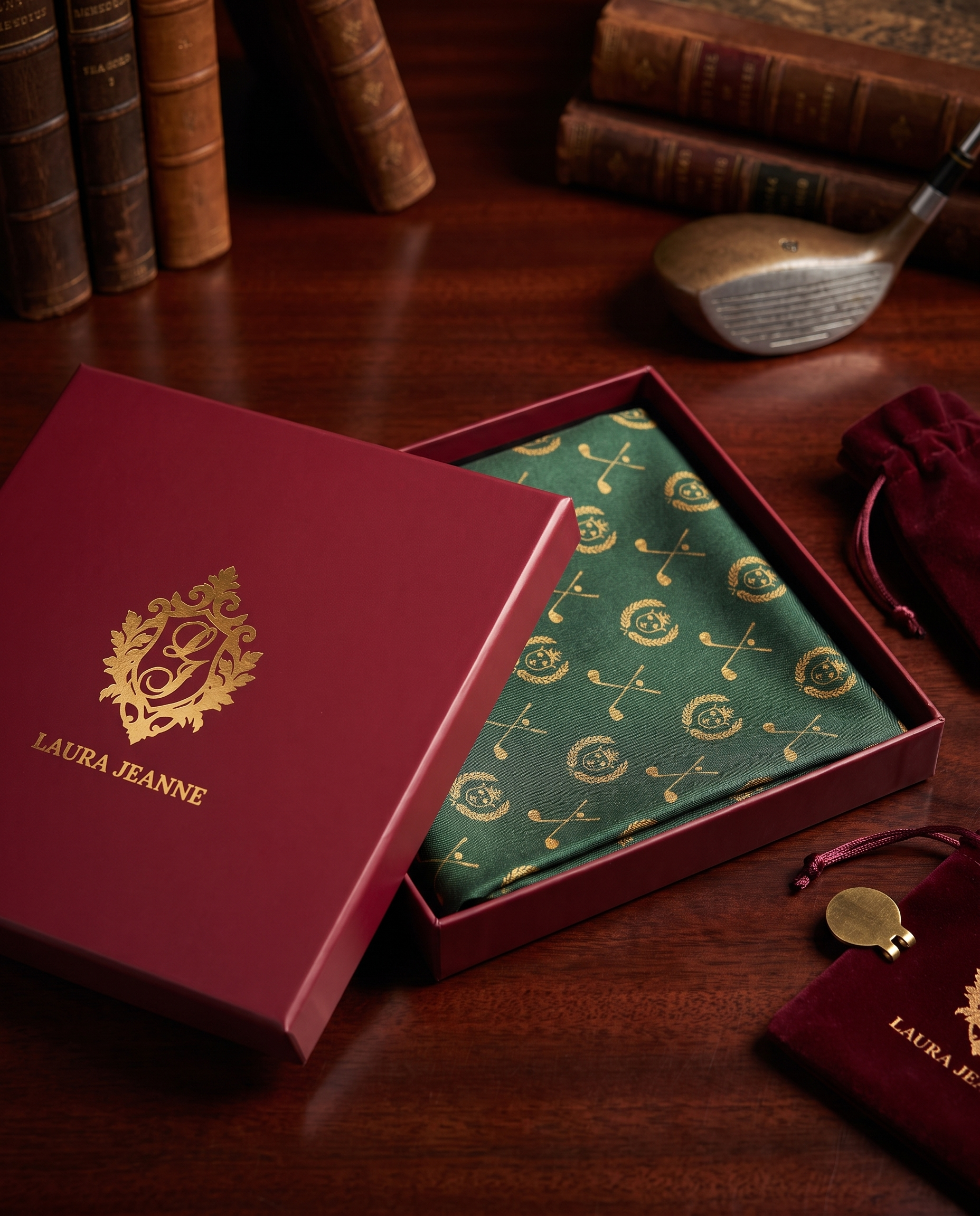 ‘FAIRWAY’ Golf Silk Pocket Square (Green) By Laura Jeanne.