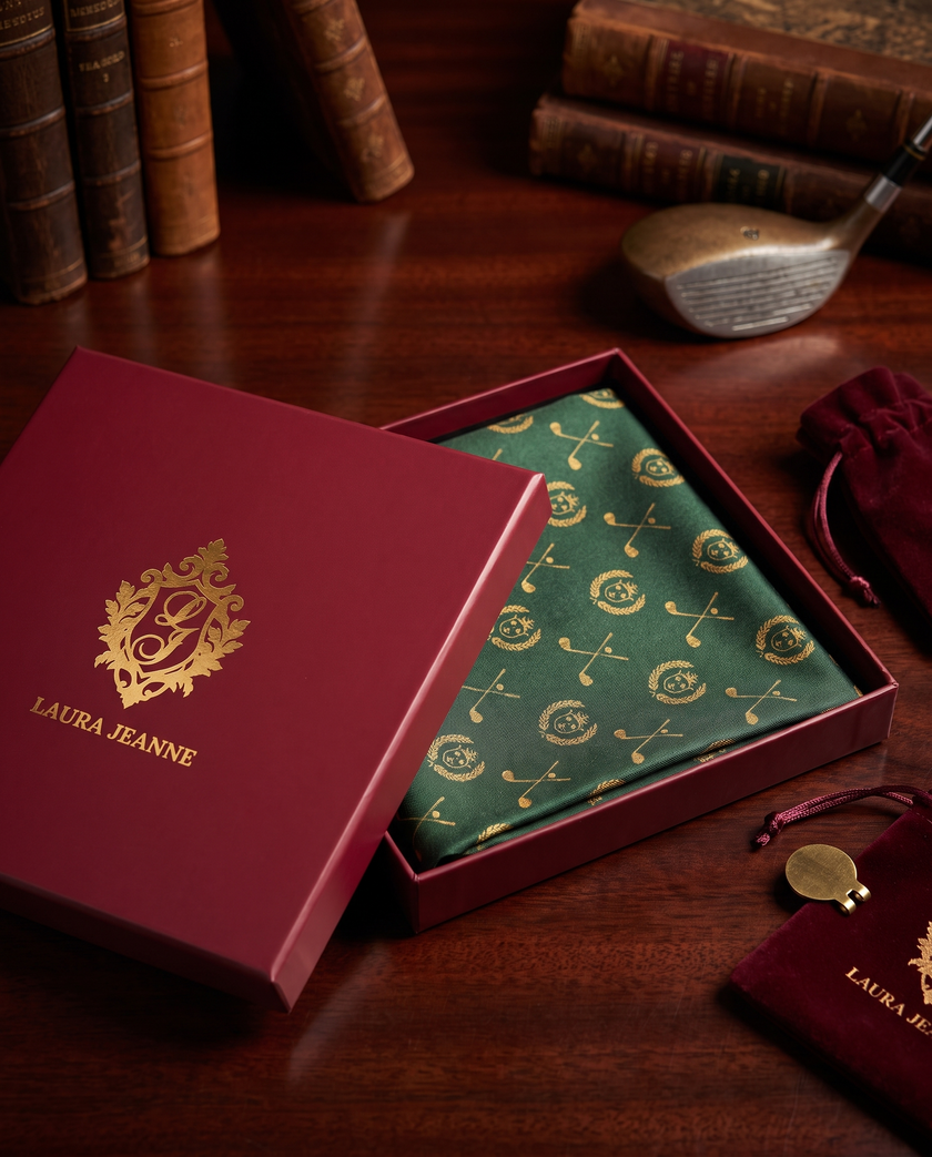‘FAIRWAY’ Golf Silk Pocket Square (Green) By Laura Jeanne.