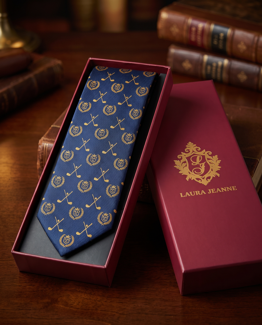 ‘FAIRWAY’ Golf Silk Tie (Navy) By Laura Jeanne.