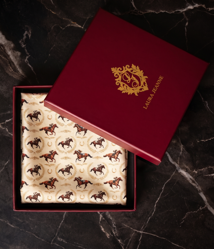 ‘YORK’ Silk Pocket Square (Cream Lemon) By Laura Jeanne.