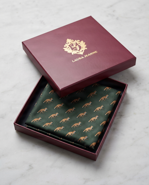 'MR. FOX' Country Collection Silk Pocket Square (Green) By Laura Jeanne