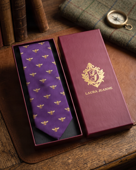 'HONEY BEE' Country Collection Silk Tie (Purple) By Laura Jeanne