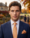 'DERBY' Horse Racing Silk Pocket Square (Light Orange) By Laura Jeanne